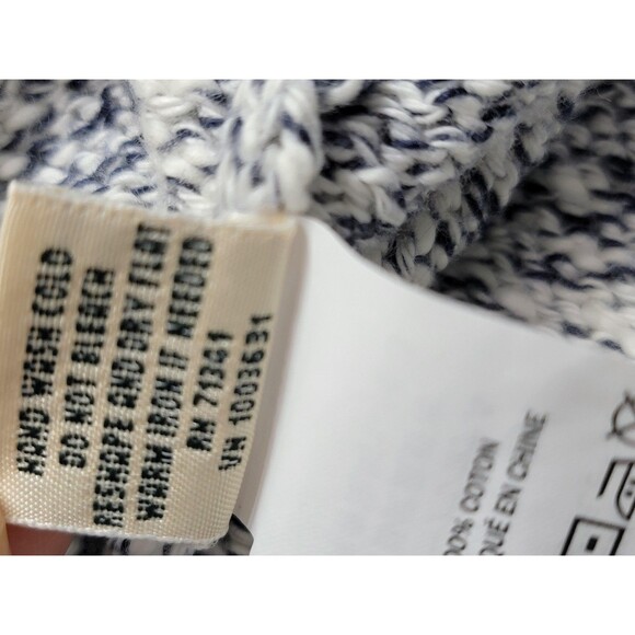 L.L.Bean Sweater Mens XL Gray White Marled Knit Cotton Full Zip Cardigan Pockets - Picture 7 of 11